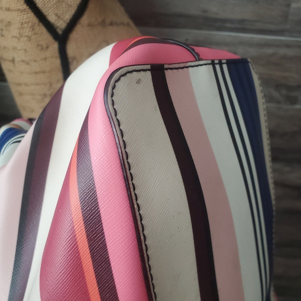 Kate Spade Laurel Way Berber Stripe Pink Tote Crossbody - Picture 8 of 14